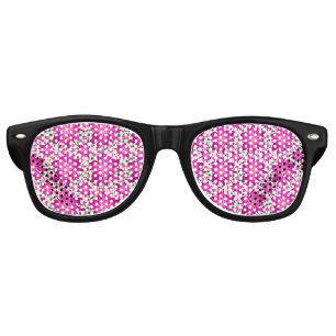 Hot pink floral seamless pattern retro sunglasses