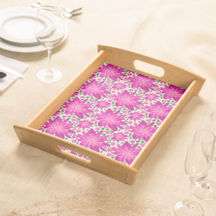 Hot Pink Floral Seamless Pattern  Serving Tray