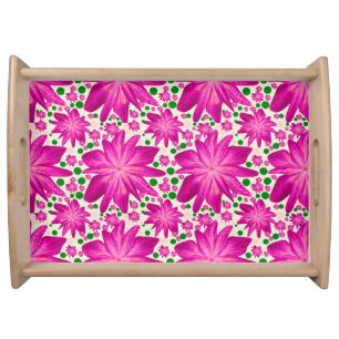 Hot pink floral seamless pattern serving tray