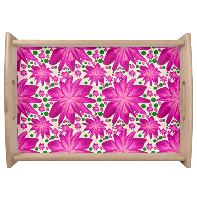 Hot pink floral seamless pattern  serving tray (Front)
