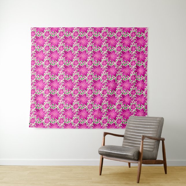 Hot pink floral seamless pattern  tapestry (In Situ (Horizontal))