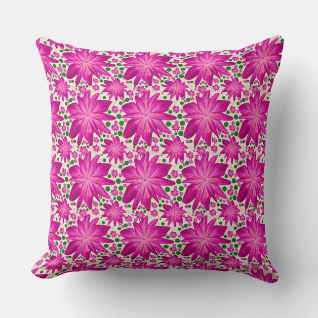 Hot Pink Floral Seamless Pattern  Throw Pillow (Front)