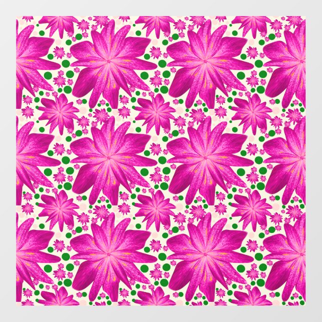 Hot Pink Floral Seamless Pattern Wall Decal (Front)