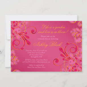 Hot Pink Floral Wedding Bridal Shower Invitation