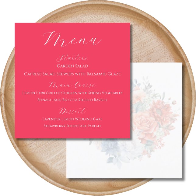 Hot Pink Floral Wedding Menu Card (Creator Uploaded)