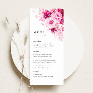 Hot Pink Floral Wedding Reception Dinner Menu