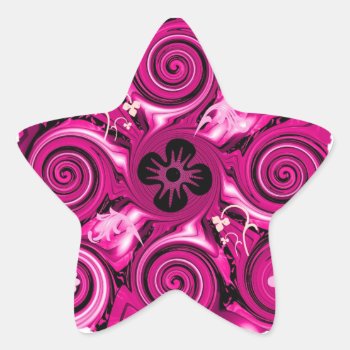 Hot Pink Floralia Star Star Sticker by sharpcreations at Zazzle