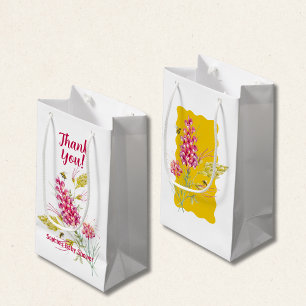 Hot Pink Florals And Bumble Bee A Sweet Little Bee Small Gift Bag