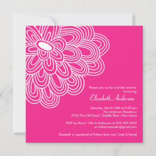 Hot Pink Flower Bridal Shower Invitation