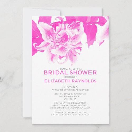 Hot Pink Flower Bridal Shower Invitations
