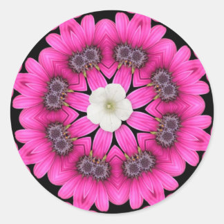 Hot Pink Flower Kaleidoscope Classic Round Sticker