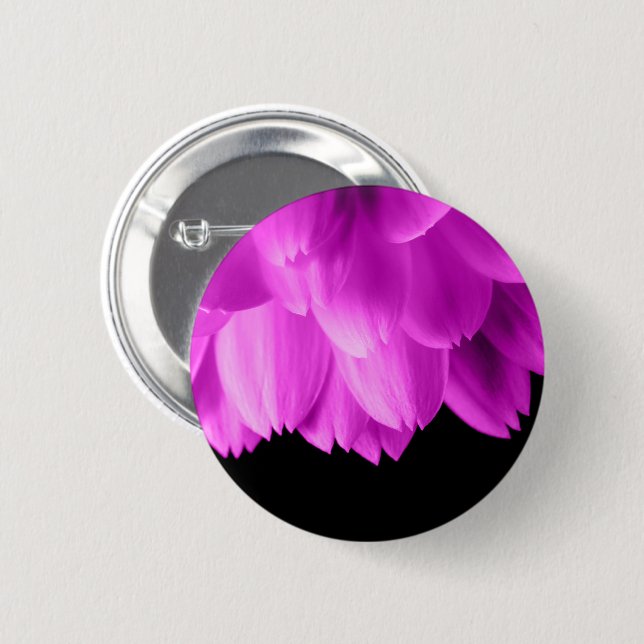 Hot pink flower petals on black button (Front & Back)