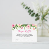 Hot Pink Flowers Baby Shower Diaper Raffle Ticket (Standing Front)
