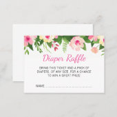Hot Pink Flowers Baby Shower Diaper Raffle Ticket (Front/Back)