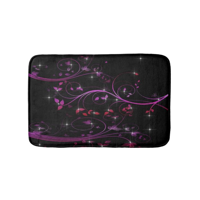 Hot Pink Flowers Bath Mat (Front)