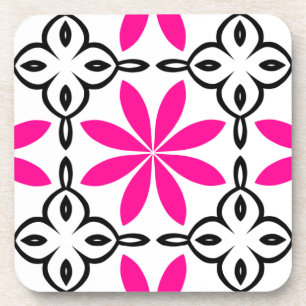 Hot pink flowers beverage coaster