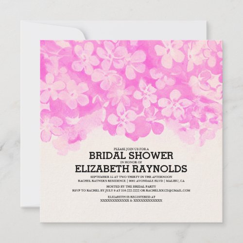 Hot Pink Flowers Bridal Shower Invitations