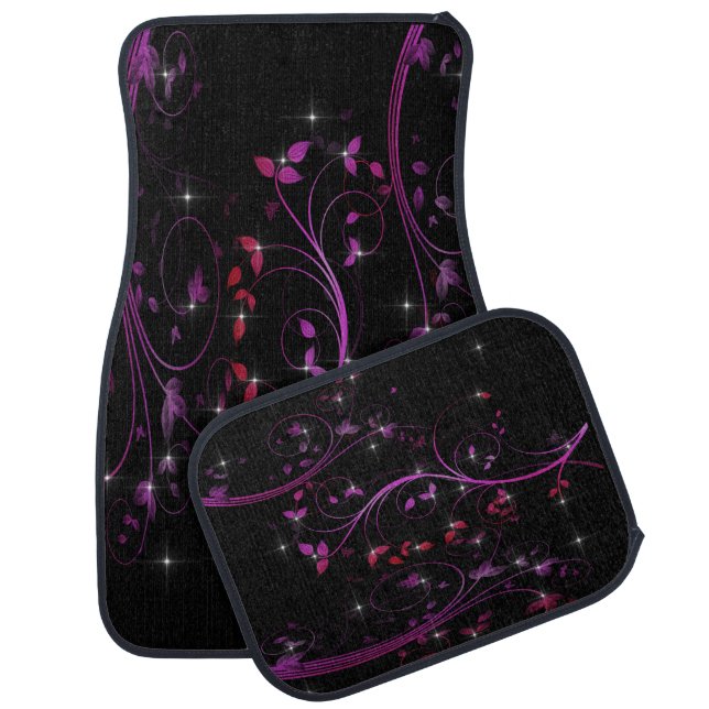 Hot Pink Flowers Car Floor Mat (Set)