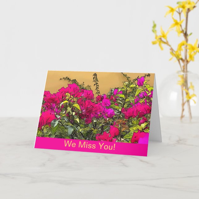 Hot Pink Flowers - Curacao Card (Yellow Flower)