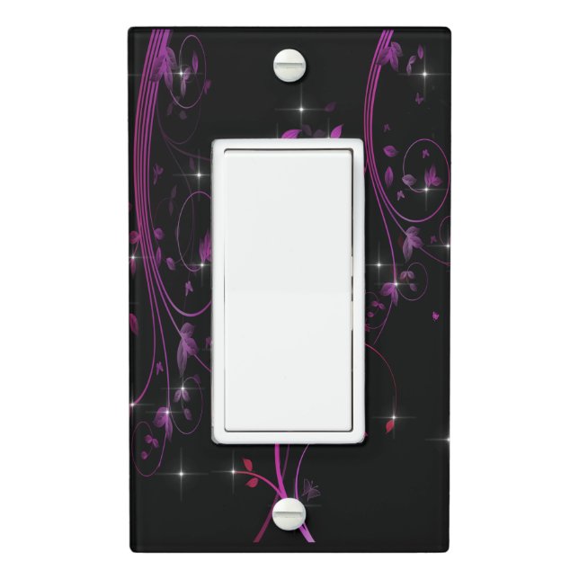 Hot Pink Flowers Light Switch Cover (In Situ)