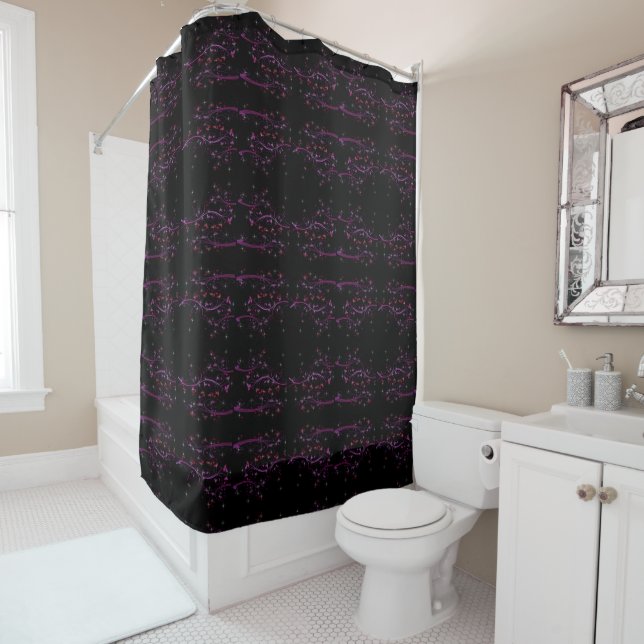 Hot Pink Flowers Shower Curtain (In Situ)