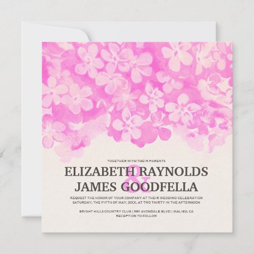 Hot Pink Flowers Wedding Invitations