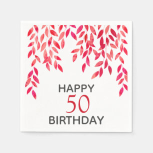 Hot Pink Foliage Birthday Party Napkins