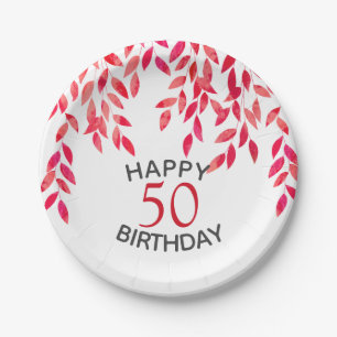 Hot Pink Foliage Birthday Party Paper Plates