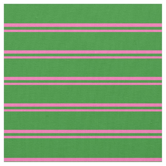 Hot Pink & Forest Green Lines Fabric (Close Up)