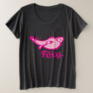 Hot pink foxy cheeky fox graphic face plus size T-Shirt