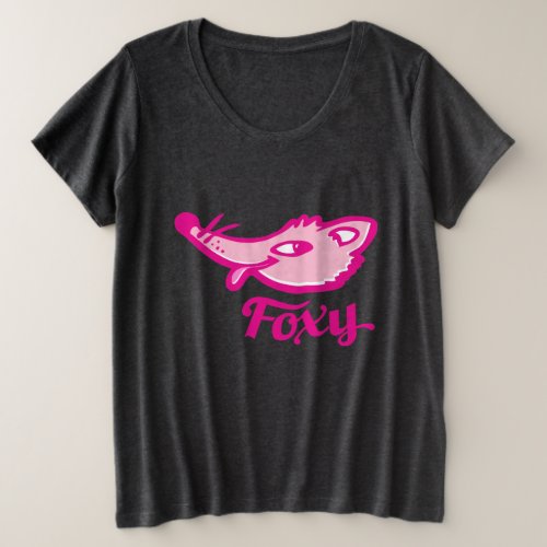 Hot pink foxy cheeky fox graphic face plus size T_Shirt