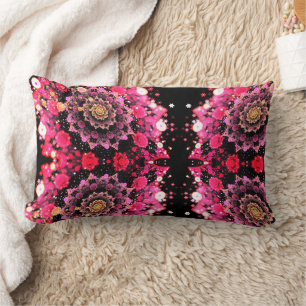 Hot Pink fractal floral Lumbar Pillow