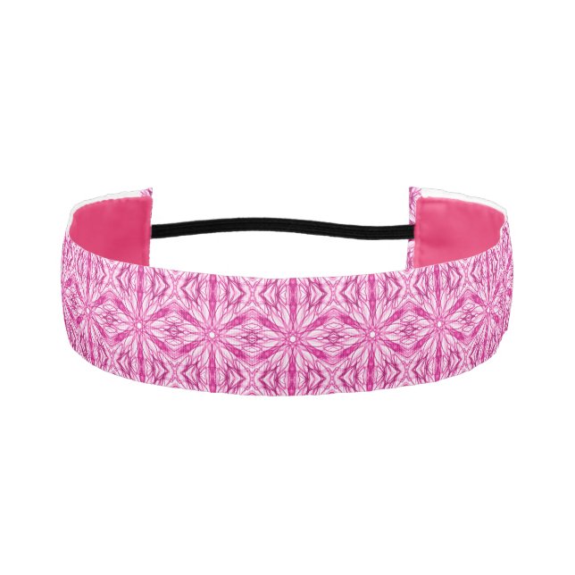 Hot Pink Fractal Pattern Athletic Headband (Front)