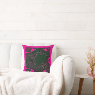 Hot Pink Fractal Throw Pillow