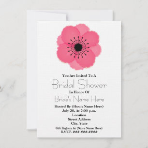 Hot Pink French Anemone Bridal Shower Invitation