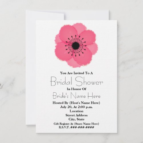 Hot Pink French Anemone Bridal Shower Invitation