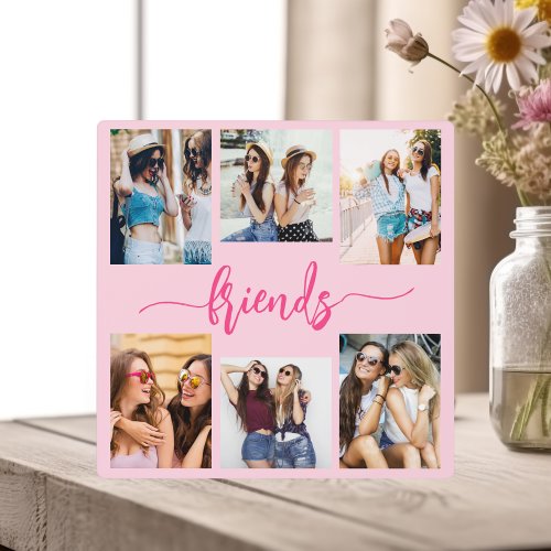 Hot Pink Friendship Friends 6 Photo Collage Gift Plaque