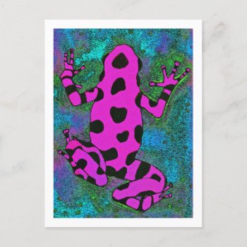 Hot Pink Frog With Black Spots Holiday Postcard by dmorganajonz at Zazzle
