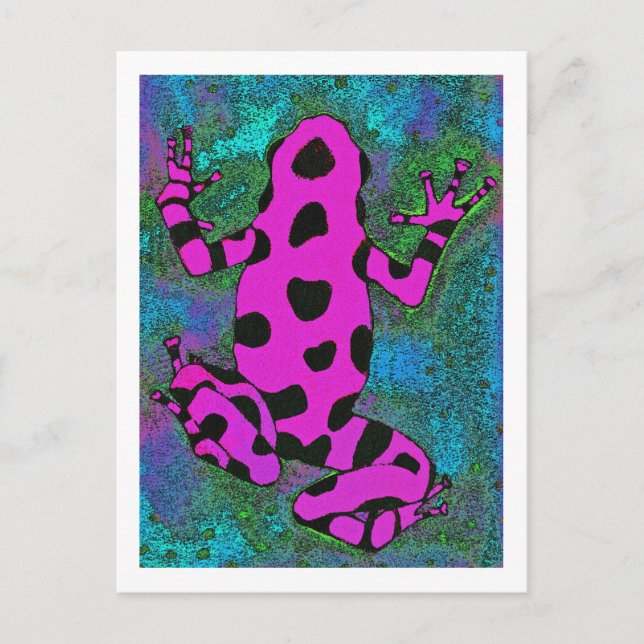 Hot Pink Frog with Black Spots Holiday Postcard (Front)