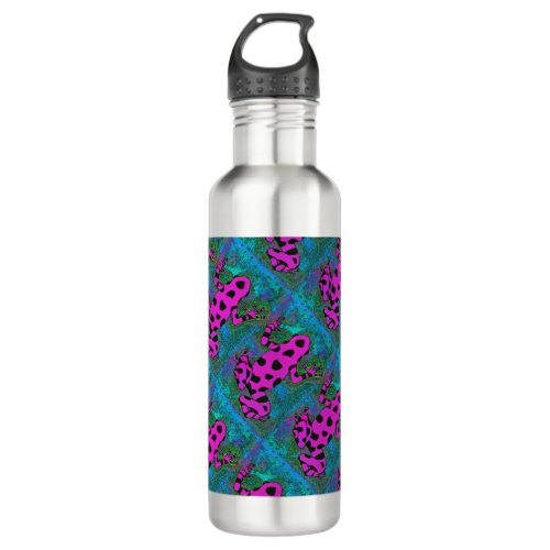 Hot Pink Frog with Black Spots Stainless Steel Water Bottle