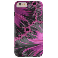 Hot Pink Fuchsia Black Swirl Feather Fractal Art Tough iPhone 6 Plus Case