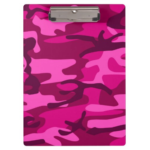 Hot Pink Fuchsia Camo Camouflage Girly Pattern Clipboard