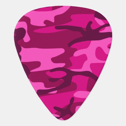 Hot Pink Fuchsia Camo Camouflage Girly Pattern Guitar Pick