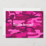 Hot Pink Fuchsia Camo Camouflage Girly Pattern Invitation