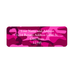 Hot Pink Fuchsia Camo Camouflage Girly Pattern Label