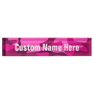 Hot Pink Fuchsia Camo Camouflage Girly Pattern Nameplate