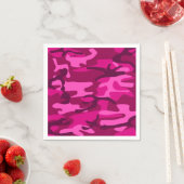 Hot Pink Fuchsia Camo Camouflage Girly Pattern Napkins (Insitu)