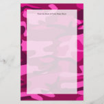 Hot Pink Fuchsia Camo Camouflage Girly Pattern Stationery