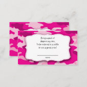Hot Pink Fuchsia Camo raffle tickets insert cards (Front/Back)