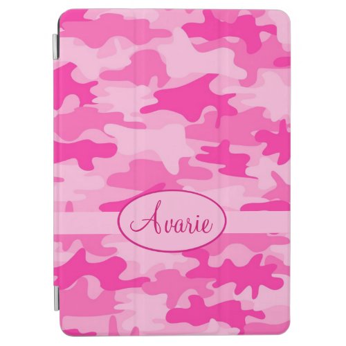 Hot Pink Fuchsia Camouflage Name Personalized iPad Air Cover